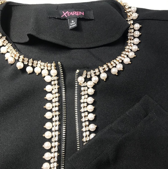 🆕️ARRIVED Black With Rhinestone And Pearls Embell - Picture 3 of 7